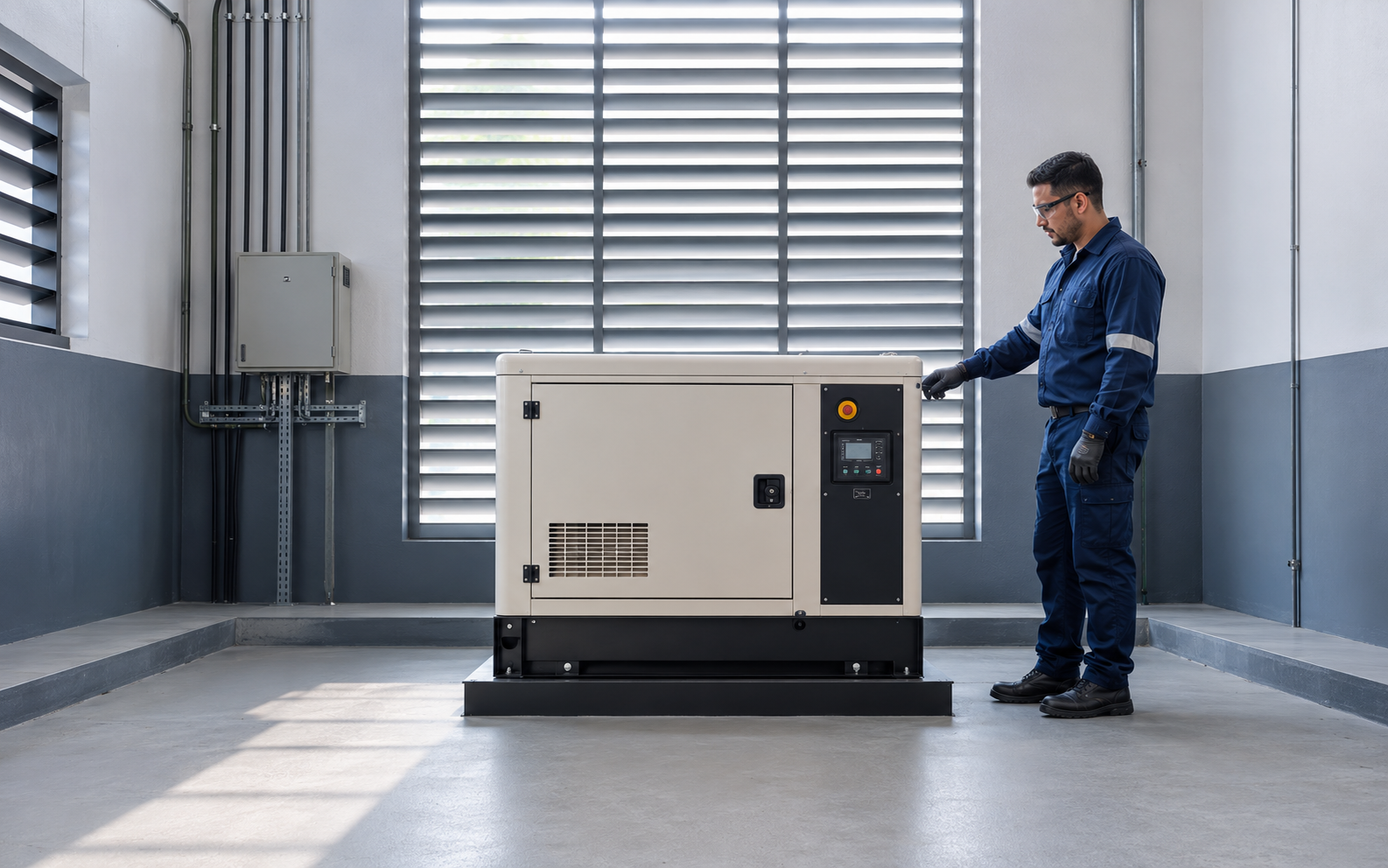 Planta eléctrica de emergencia compacta para una pequeña o mediana empresa